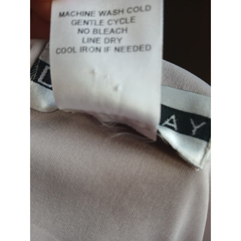 Dana Kay Dress Women Size 10 Silver Draped Cowl Neck Satin Trim Asymmetrical Hem - Picture 7 of 8
